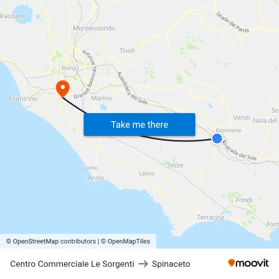 Le Sorgenti Shopping Center to Spinaceto map