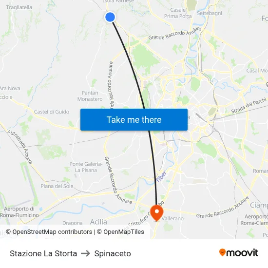 La Storta Station to Spinaceto map