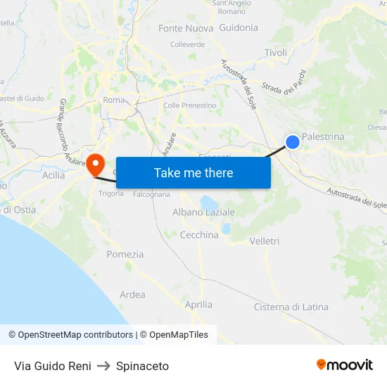 Via Guido Reni to Spinaceto map