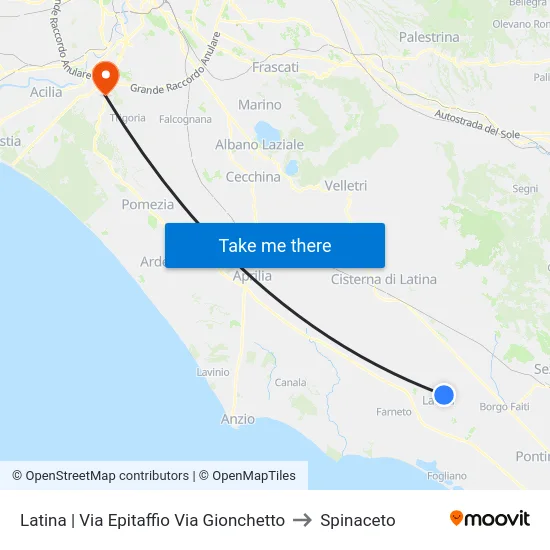 Latina | Via Epitaffio Via Gionchetto to Spinaceto map