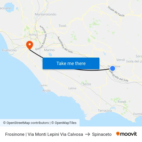 Frosinone | Via Monti Lepini Via Calvosa to Spinaceto map