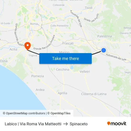Labico | Via Roma Via Matteotti to Spinaceto map