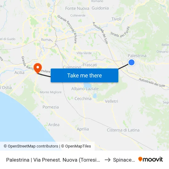 New Prenestina Street (Torresina) - Palestrina to Spinaceto map