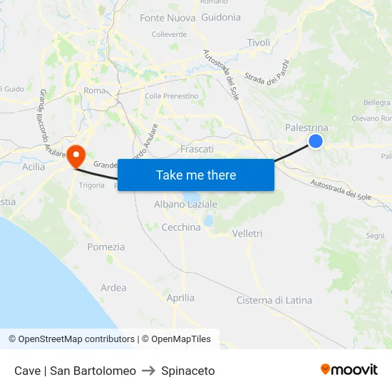 Cave | San Bartolomeo to Spinaceto map