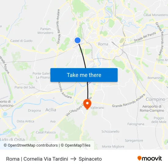 Rome Cornelia Via Tardini to Spinaceto map