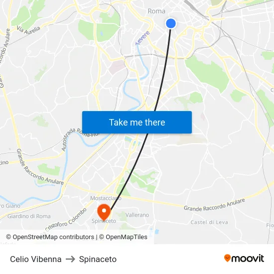 Celio Vibenna to Spinaceto map