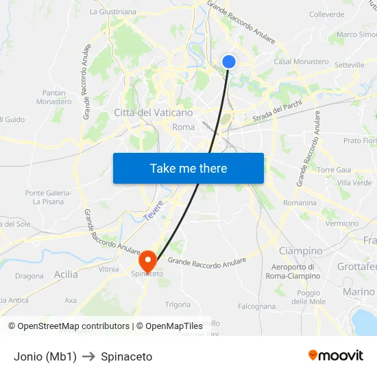 Jonio (Mb1) to Spinaceto map