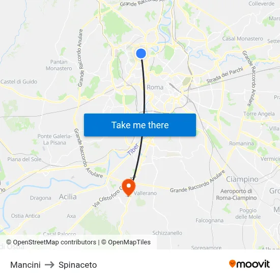 Mancini to Spinaceto map