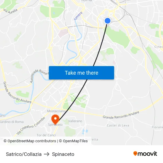 Satrico/Collazia to Spinaceto map