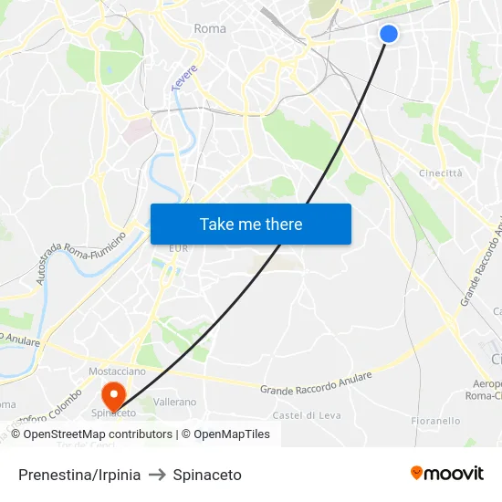 Prenestina/Irpinia to Spinaceto map