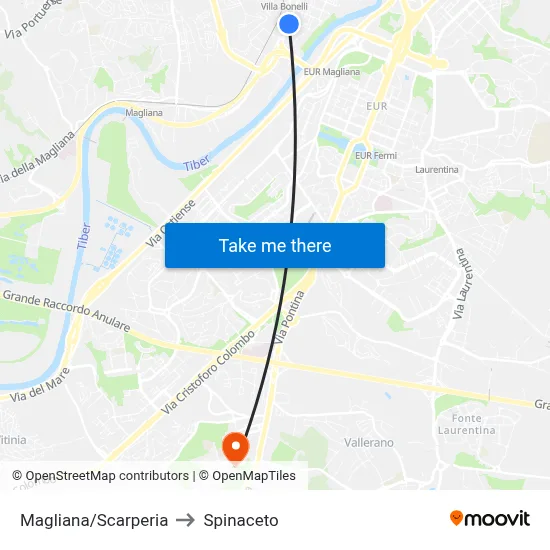 Magliana/Scarperia to Spinaceto map