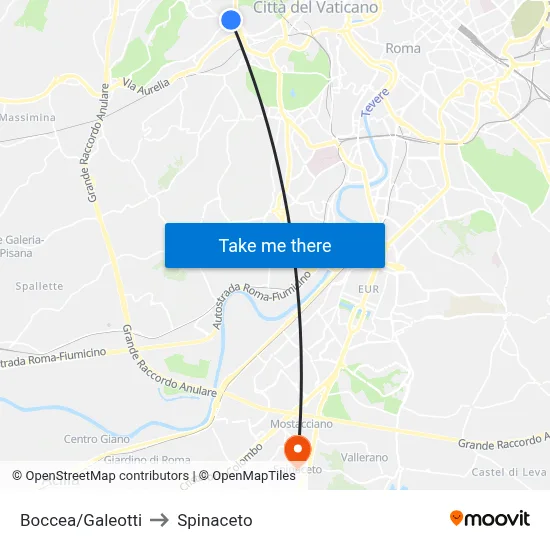 Boccea/Galeotti to Spinaceto map