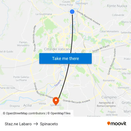 Staz.ne Labaro to Spinaceto map