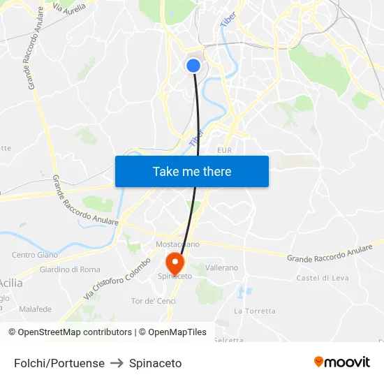 Folchi/Portuense to Spinaceto map