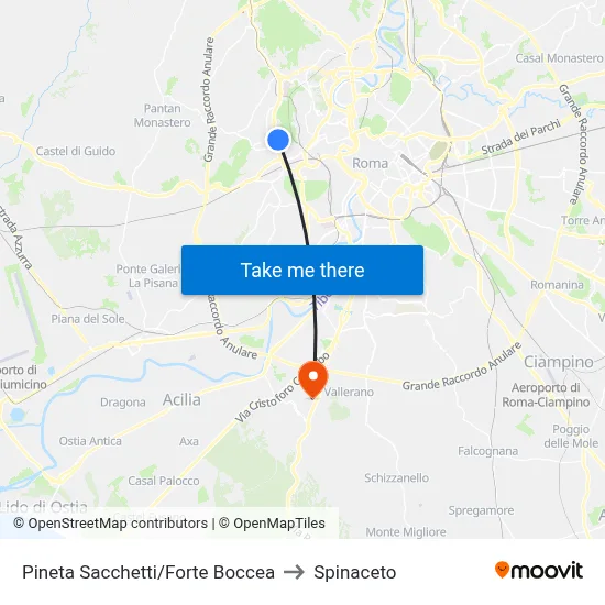Pineta Sacchetti/Forte Boccea to Spinaceto map