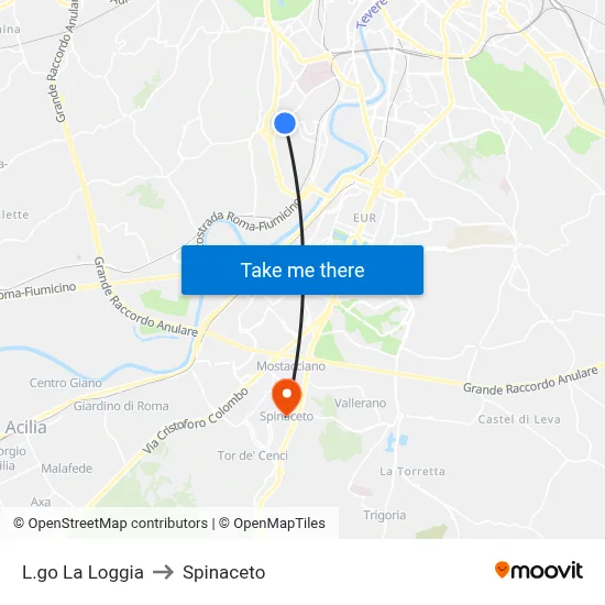 La Loggia Square to Spinaceto map