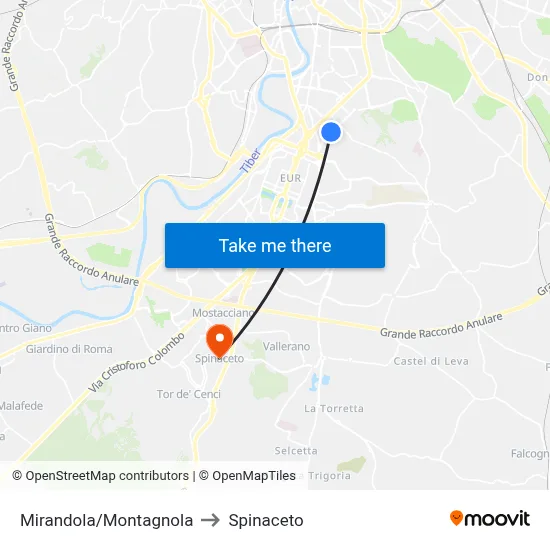 Mirandola/Montagnola to Spinaceto map