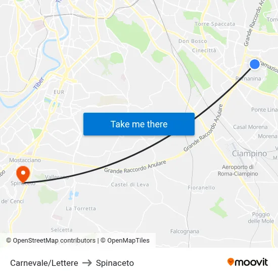 Carnevale/Letters to Spinaceto map