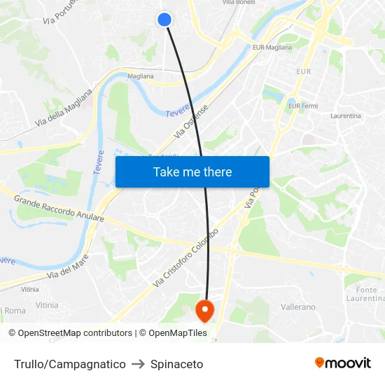 Trullo/Campagnatico to Spinaceto map