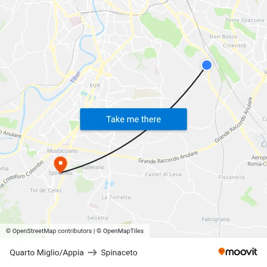 Fourth Mile/Appia to Spinaceto map