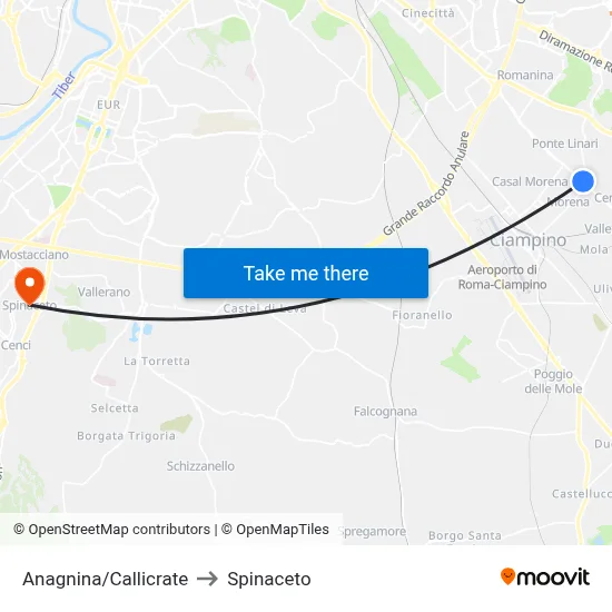 Anagnina/Callicrate to Spinaceto map