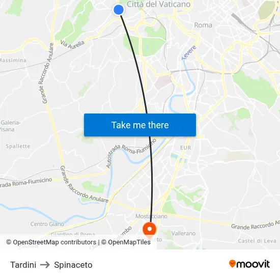 Tardini to Spinaceto map