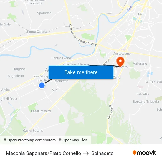 Macchia Saponara/Prato Cornelio to Spinaceto map
