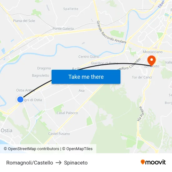 Romagnoli/Castle to Spinaceto map