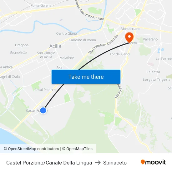 Castel Porziano/Canale Della Lingua to Spinaceto map
