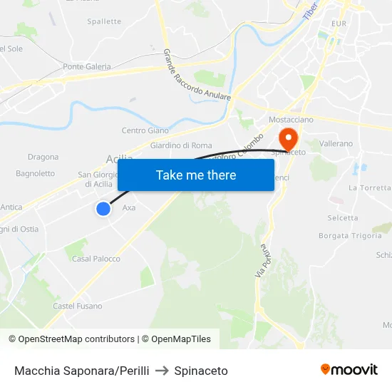 Macchia Saponara/Perilli to Spinaceto map