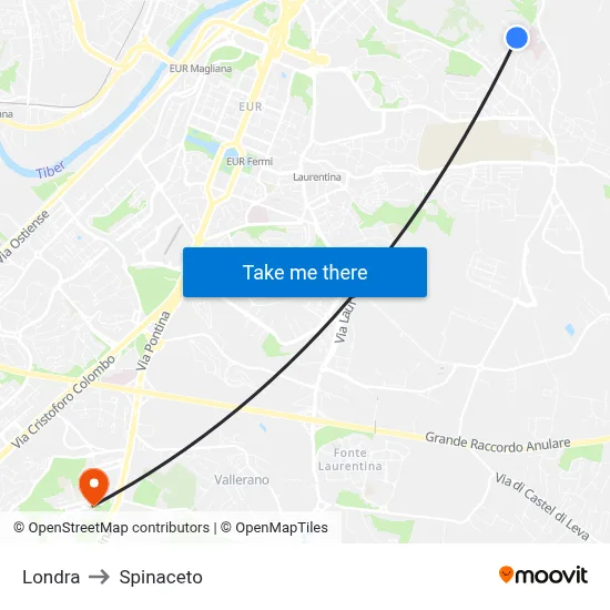London to Spinaceto map