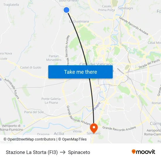 La Storta Station (FL3) to Spinaceto map