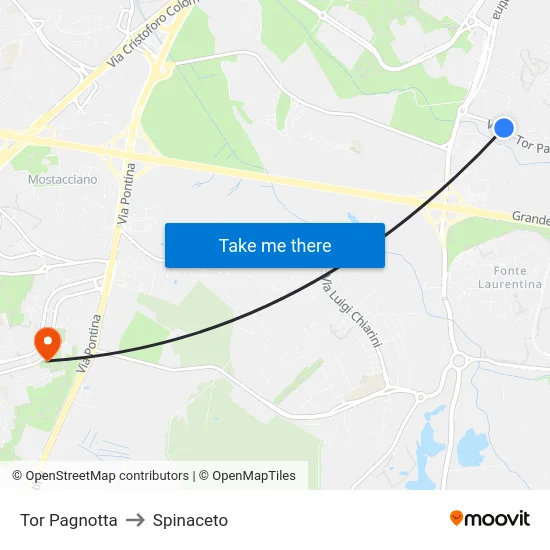 Tor Pagnotta to Spinaceto map