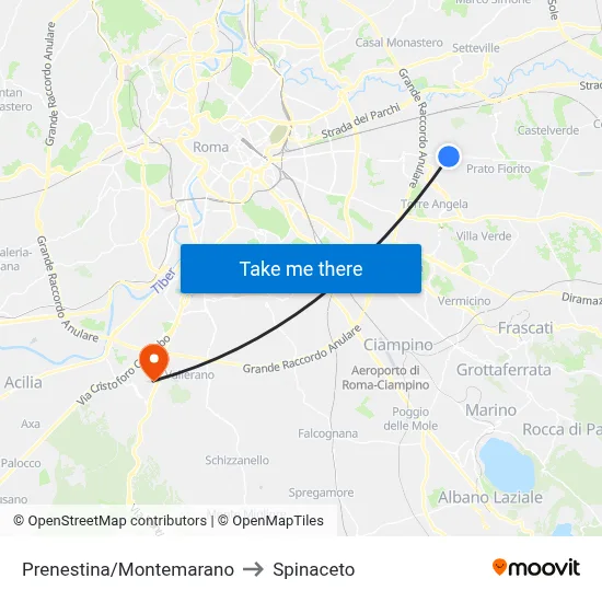 Prenestina/Montemarano to Spinaceto map