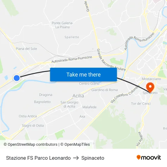 Stazione FS Parco Leonardo to Spinaceto map