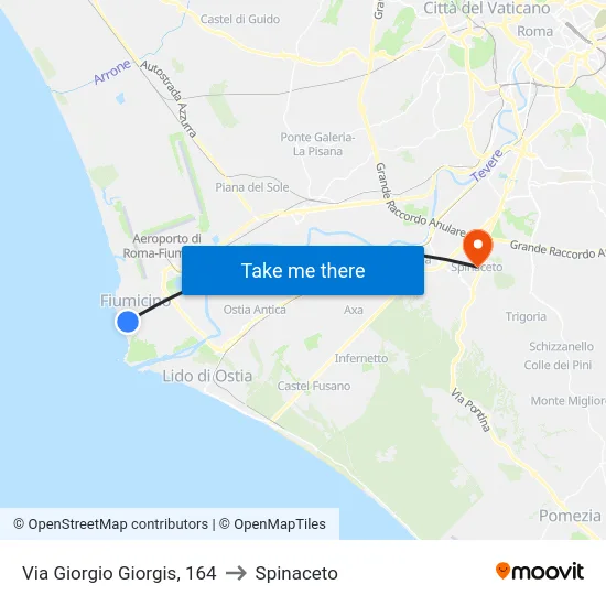 Via Giorgio Giorgis, 164 to Spinaceto map