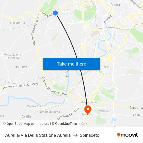 Aurelia/Via Della Stazione Aurelia to Spinaceto map