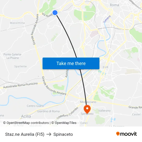 Aurelia Station (Fl5) to Spinaceto map