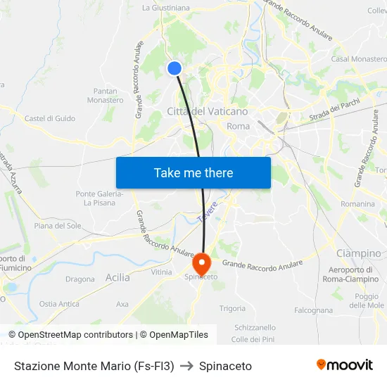 Monte Mario Station (FS-FL3) to Spinaceto map