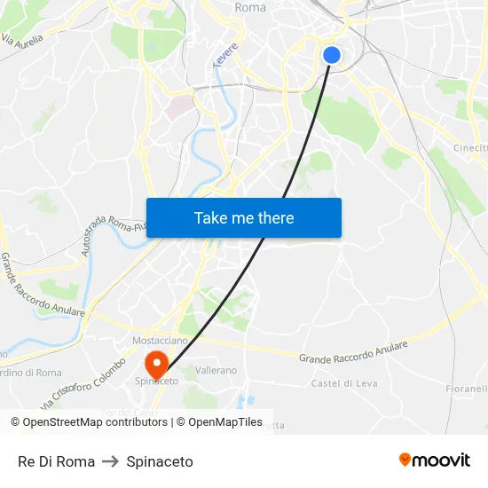 Re Di Roma to Spinaceto map