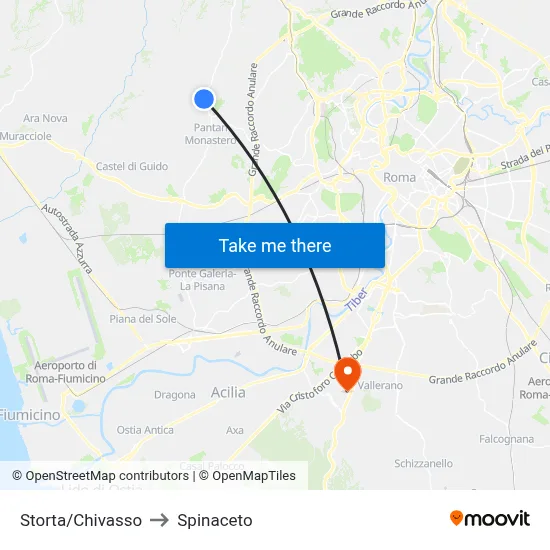 Storta/Chivasso to Spinaceto map