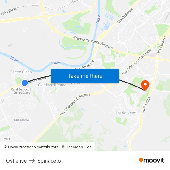 Ostiense to Spinaceto map