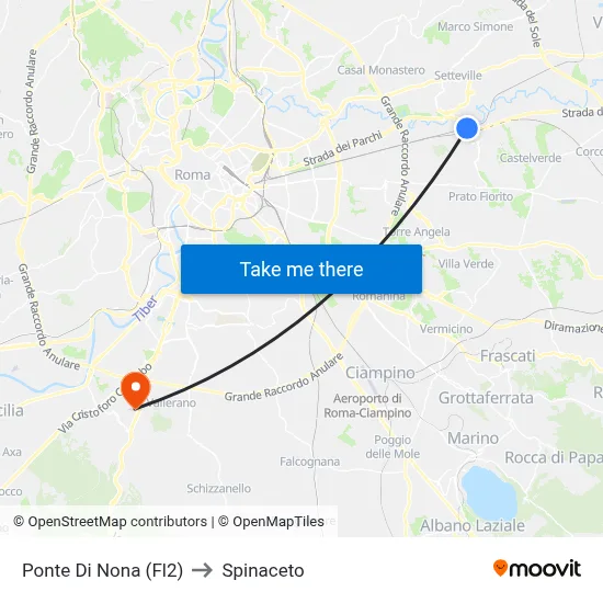 Ponte Di Nona (Fl2) to Spinaceto map