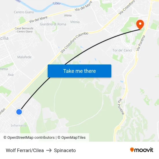 Wolf Ferrari/Cilea to Spinaceto map