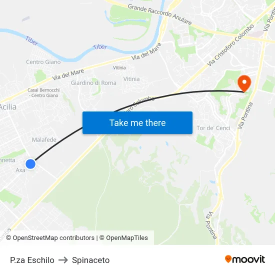Eschilo Square to Spinaceto map
