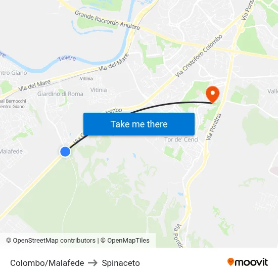 Colombo/Malafede to Spinaceto map