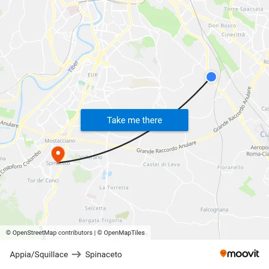 Appia/Squillace to Spinaceto map