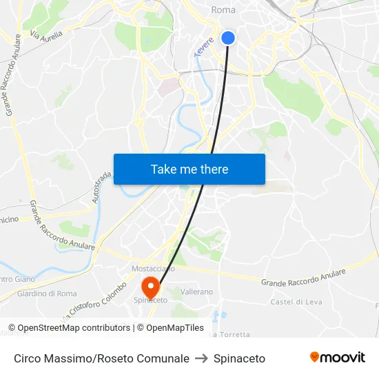 Circo Massimo/Roseto Comunale to Spinaceto map