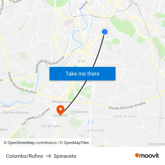 Colombo/Rufino to Spinaceto map