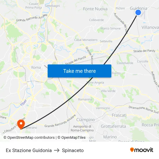 Ex Stazione Guidonia to Spinaceto map